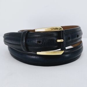 Avventura Leather Dress Belt in Navy Blue Size 38
